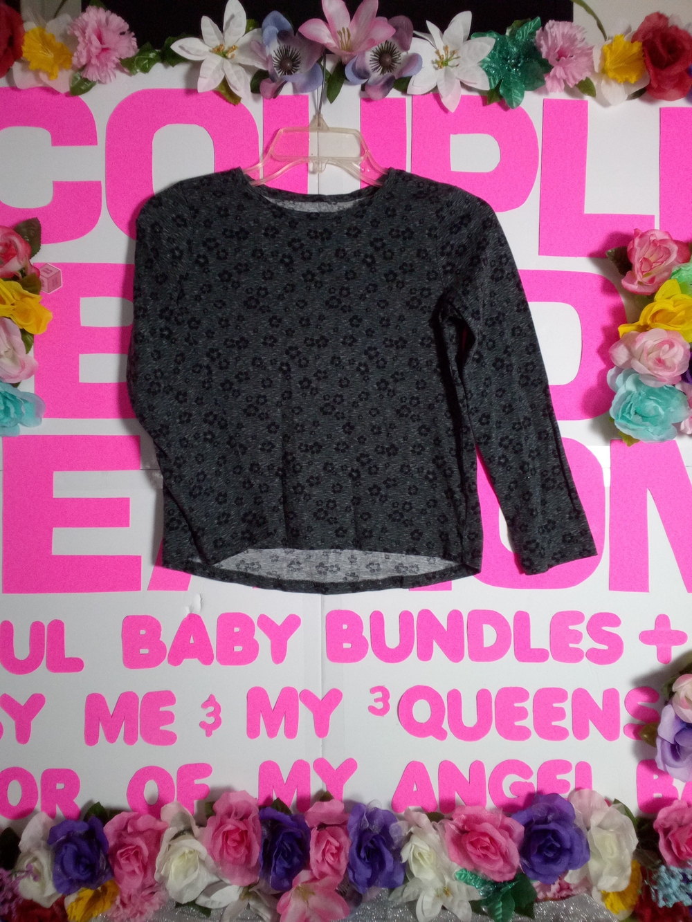 Old Navy Girls' Dark Gray Cheetah Print Long Sleeve Shirt